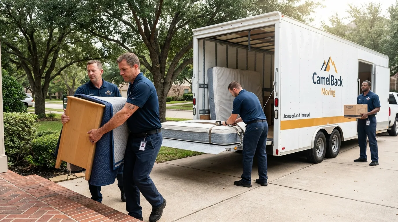 Crew loading residential truck for cross-state move from Stowe, VT